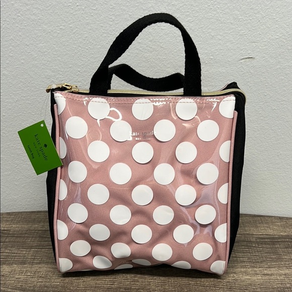 ♠️ Kate Spade Black with White Polka Dots w/ Mauve Background. ✨💖 - Picture 1 of 8